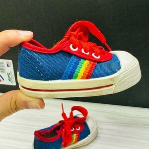 Vintage Baby Shoes Sneakers Size 1 Blue/Multicolor -Made USA